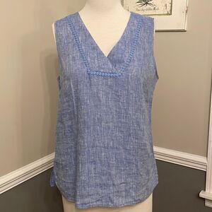 NWT TALBOTS Sleeveless Blue Linen Blouse S
